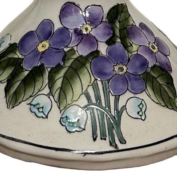 Vintage Pair Of Handpainted Candlestick Holders 8.5" Porcelain Floral Ceramic - Picture 7 of 11